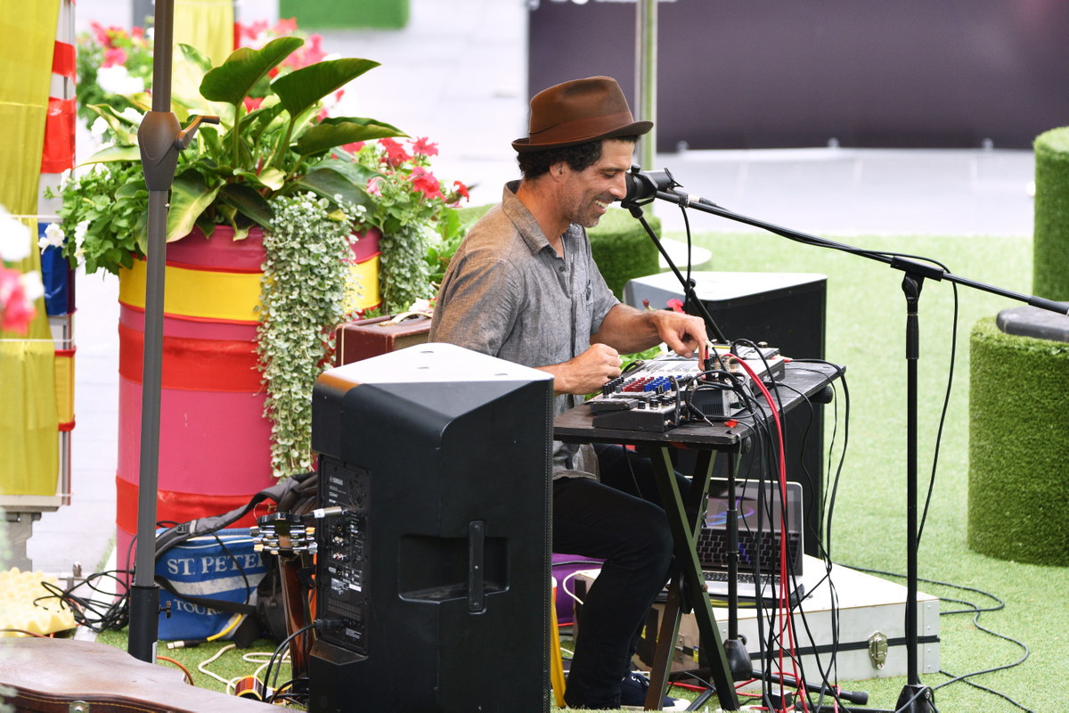 Producer and DJ A-Wyre plays on the Crown St Mall stage