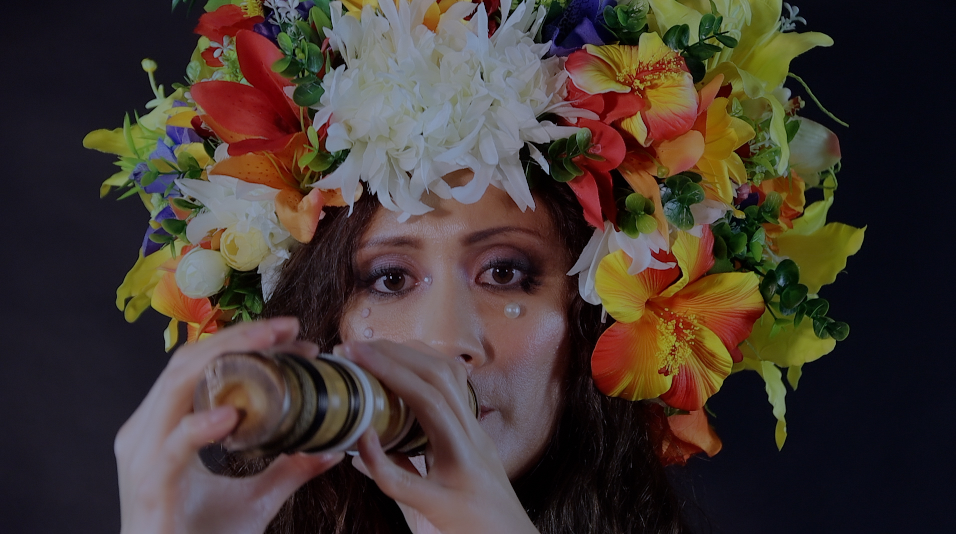 Adriana Māhanga Lear, Fākafoa—The body breaks in waves, 2024, 9-channel HD video with recorded music performance and printed music score (still).