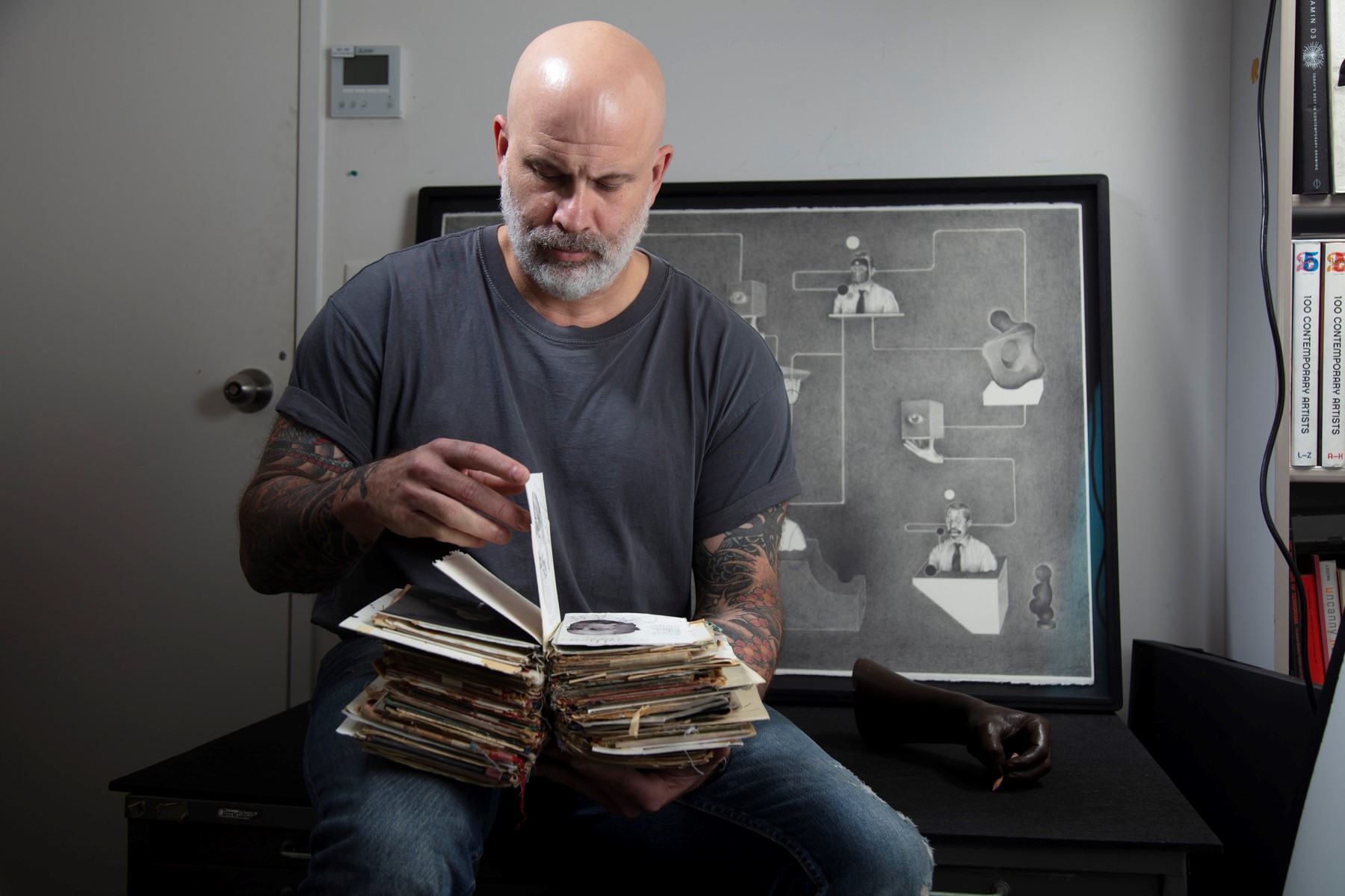 Image: Teo Treloar in his studio. Photography Bernie Fischer.